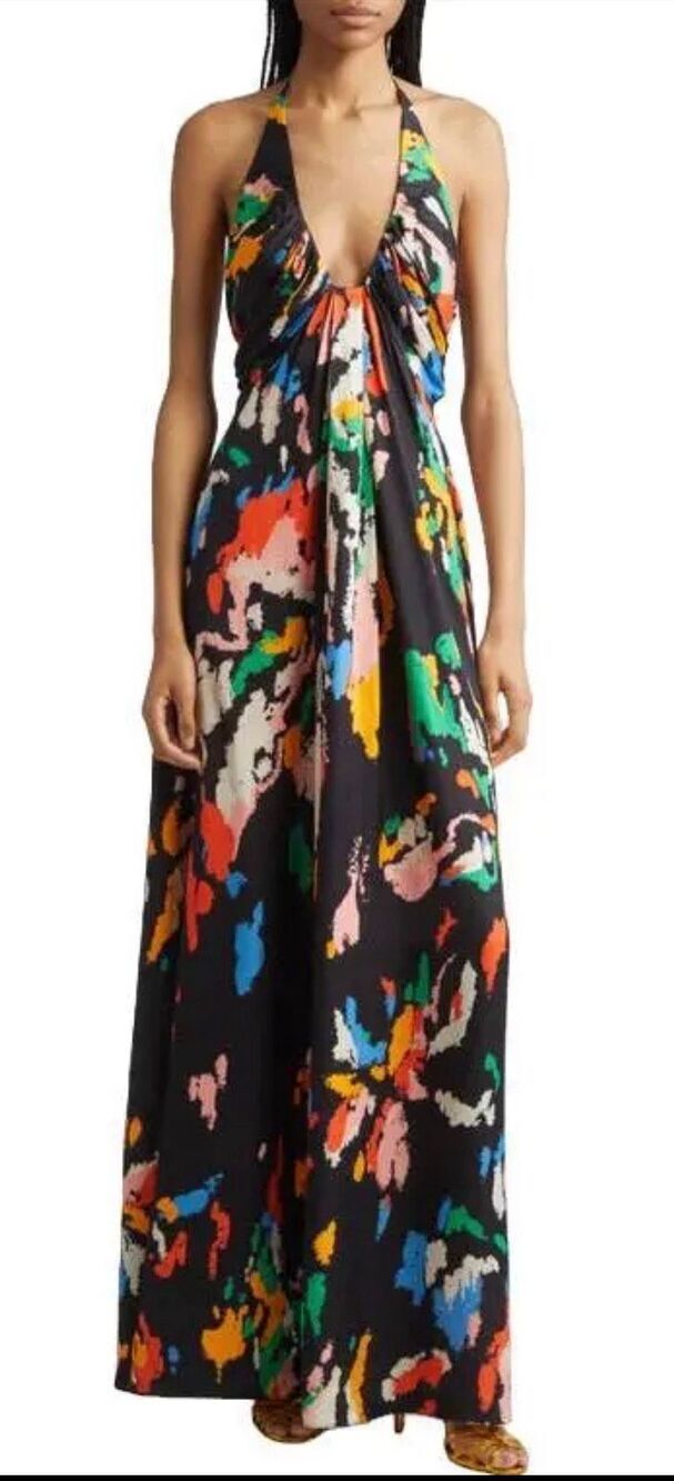 ALC Al Print Halter Gown in Black Multi NWT Size 00